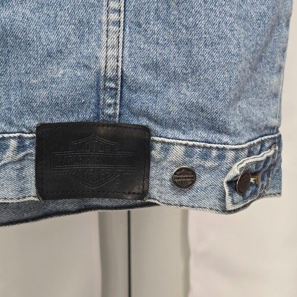 Harley-Davidson Vintage Eagle Patch Denim Vest Sleeveless Jacket Size XL - Picture 4 of 7